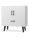 Sideboard i træ og mdf H78 x B76 cm - Sort/Hvid
