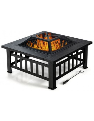 Ildsted i stål 81 x 81 cm - Sort