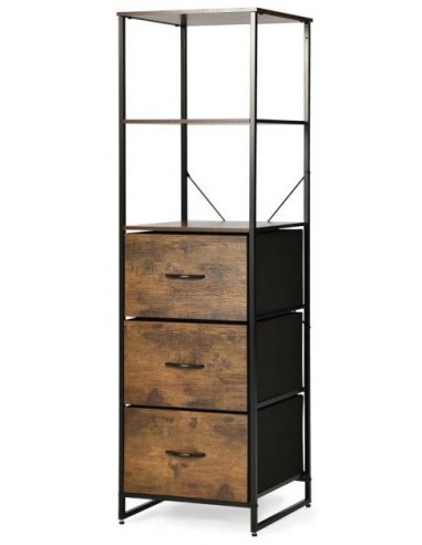 Reol i stål og mdf H156x B43 cm -...