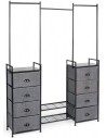 Garderobe i metal og polyester H190 x B146 cm - Sort/Grå