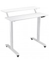 Højdejusterbart computerbord i stål og møbelplade B120 cm - Hvid