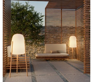 Rocket udendørs gulvlampe H70 cm - Hvid/Natur 2