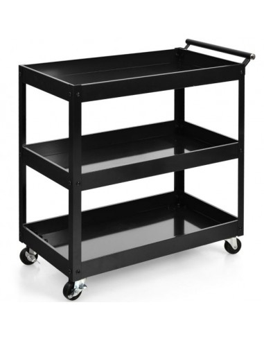 Serveringsvogn i stål 76 x 38 cm - Sort