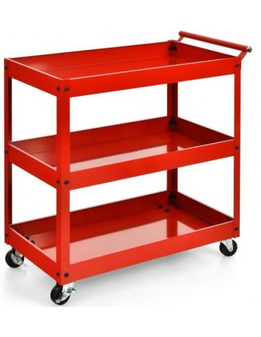 Serveringsvogn i stål 76 x 38 cm - Rød