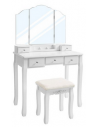 Sminkebord med spejl i mdf og træ H137,5 x B80 cm - Hvid