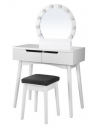 Sminkebord med spejl i mdf og træ H130,5 x B80 cm - Hvid
