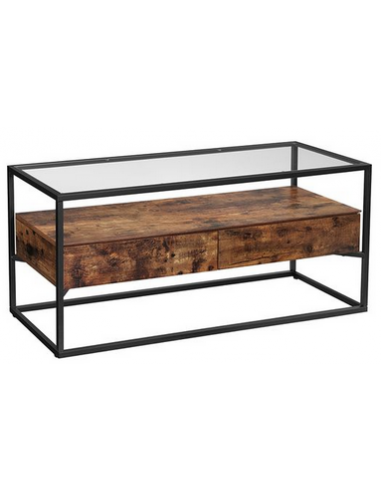 Sofabord i metal, glas og møbelplade...