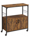 Serveringsvogn eller køkkenskab i metal og møbelplade H80 x B80 x D35 cm - Sort/Brun