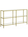 Konsolbord i metal og glas 130 x 30 cm - Guld/Klar