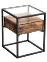 Sengebord i metal, glas og møbelplade H54 x B43 cm - Sort/Brun