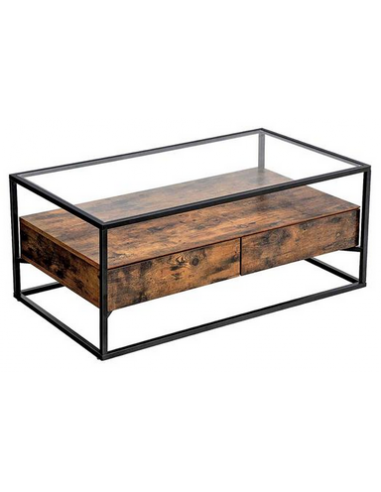 Sofabord i metal, glas og møbelplade...