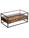 Sofabord i metal, glas og møbelplade H45 x B106 x D60 cm - Sort/Brun