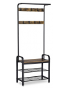 Garderobe i metal og møbelplade H183 x B72 cm - Sort/Brun
