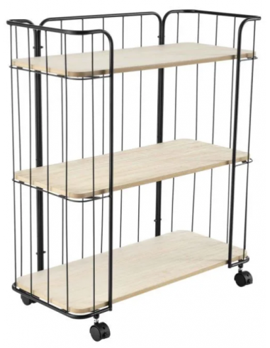 Reol på hjul i metal og mdf H79 x B70...