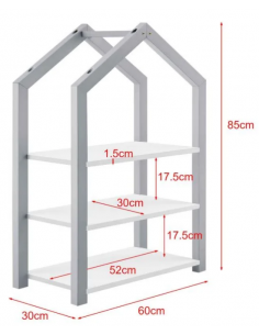 Bogreol i fyrretræ og mdf... 2