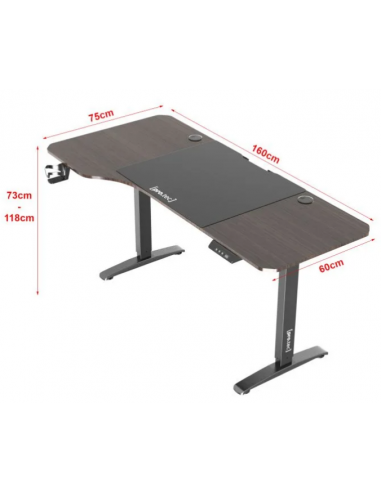 Hæve/Sænke skrivebord i aluminium og...