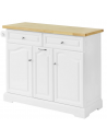 Køkkenskab eller serveringsvogn i møbelplade og finér 115 x 46 cm - Hvid/Natur