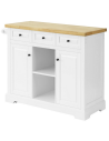 Køkkenskab eller serveringsvogn i møbelplade og finér 115 x 46 cm - Hvid/Natur