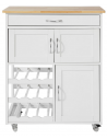 Køkkenskab eller serveringsvogn i møbelplade og finer 67 x 38 cm - Hvid/Natur