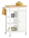 Køkkenskab eller serveringsvogn i møbelplade og finer 68 x 40 cm - Hvid/Natur