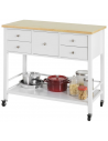 Køkkenskab eller serveringsvogn i fyrretræ og finer 100 x 48 cm - Hvid/Natur
