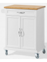 Køkkenskab eller serveringsvogn i mdf og finer 71 x 46 cm - Hvid/Natur