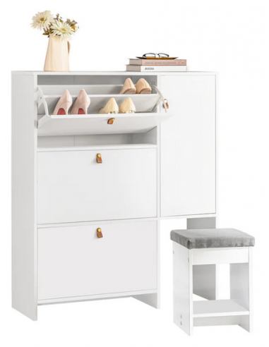 Skoskab i mdf H113 x B95 cm - Hvid