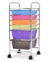 Rullevogn med skuffer i metal og plast H74 x B32 cm - Krom/Multi