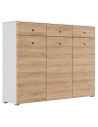 Skoskab i mdf og møbelplade H116,8 x B157,2 cm - Mat hvid/Eg