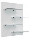 Hylde i mdf og glas H60 x B52 cm - Hvid højglans