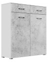 Skoskab i mdf og møbelplade H116,8 x B104,8 cm - Mat hvid/Betongrå