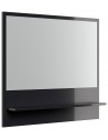 Vægspejl med hylde i mdf og glas H90 x B104,9 cm - Grafitgrå højglans