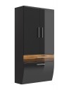 Vægskab i mdf H134,5 x B70 cm - Antracit højglans/Valnød