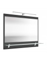 Spejl med 8W LED lampe i mdf og glas H68 x B90 cm - Antracit højglans