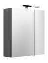 Homeline Spejlskab med 5W LED lampe i mdf og glas H62 x B60 cm - Antracit højglans