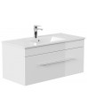 Viva komplet badmiljø i mdf og mineralsten H49,7 x B100 cm - Hvid højglans