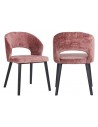 Savoy spisebordsstol i træ og chenille H82 cm - Sort/Rosa