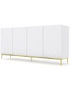 Diuna sideboard i metal og møbelplade H90 x B193 cm - Guld/Mat hvid