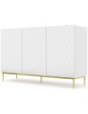 Diuna sideboard i metal og møbelplade H90 x B145 cm - Guld/Mat hvid