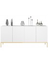 Nicole sideboard i metal og møbelplade H86 x B190 cm - Guld/Mat hvid