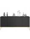 Nicole sideboard i metal og møbelplade H86 x B190 cm - Guld/Mat sort