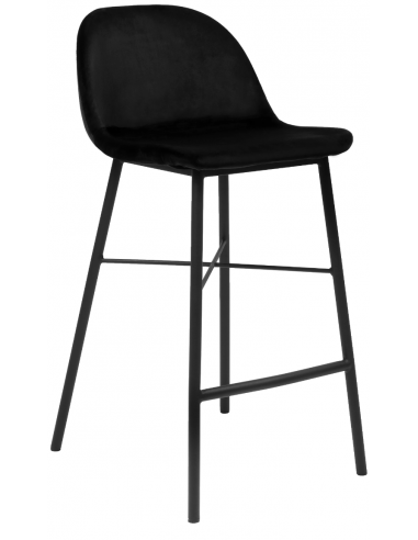 Jeff barstol i velour H93 cm - Sort/Sort