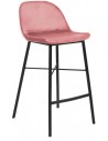Jeff barstol i velour H93 cm - Sort/Rosa