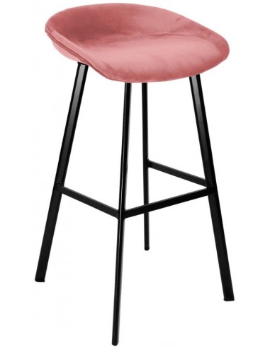 Finn barstol i velour H78 cm - Sort/Rosa