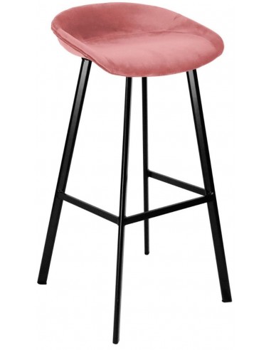 Finn barstol i velour H87 cm - Sort/Rosa