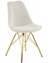 Jens spisebordsstol i metal og polyester H87 cm - Guld/Cremehvid
