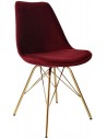 Bucket spisebordsstol i metal og velour H85 cm - Guld/Mørkerød