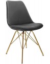 Bucket spisebordsstol i metal og velour H85 cm - Guld/Mørkegrå