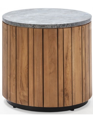 Sofabord i teaktræ og sten H50 x Ø54...