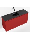 OLAN Komplet badmiljø centreret håndvask B100 cm MDF - Rød/Sort